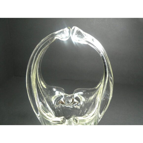 Vintage Murano Hand Blown Clear Glass Abstract Art Basket/Candy Dish - Picture 2 of 12